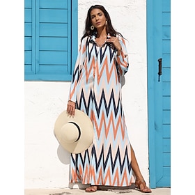 Satin Geometric Print Maxi Shirt Dress