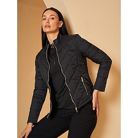 Women's Golf Jacket Black Long Sleeve Top Ladies Golf Attire Clothes Outfits Wear Apparel